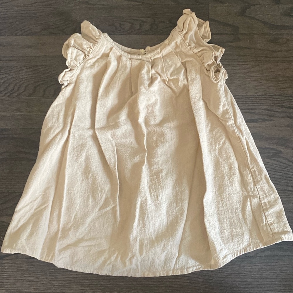 Linen like cotton toddler dress 12-18 mos